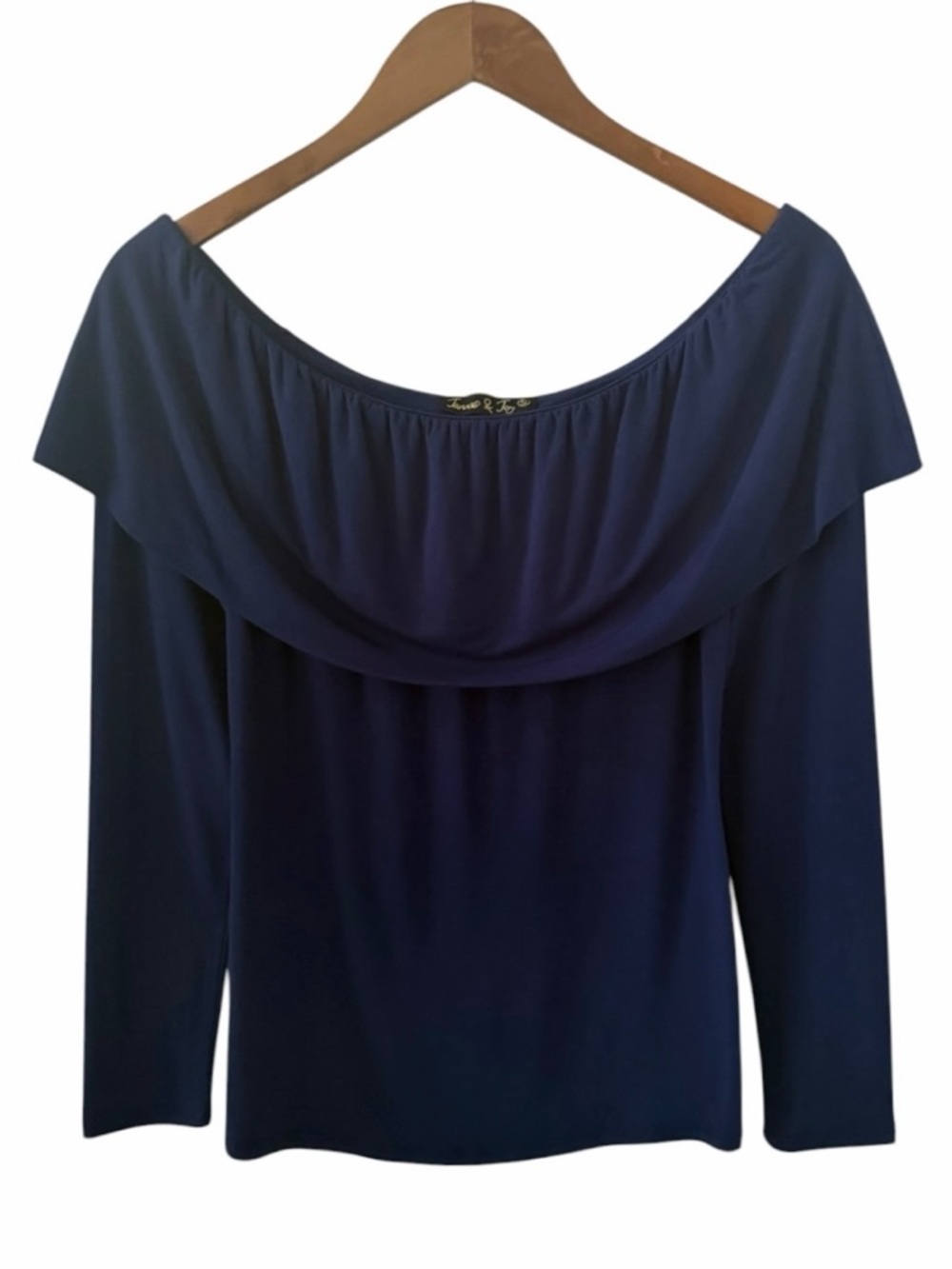 James & Joy Navy Blue Off the Shoulder Long Sleeve Top Size Small